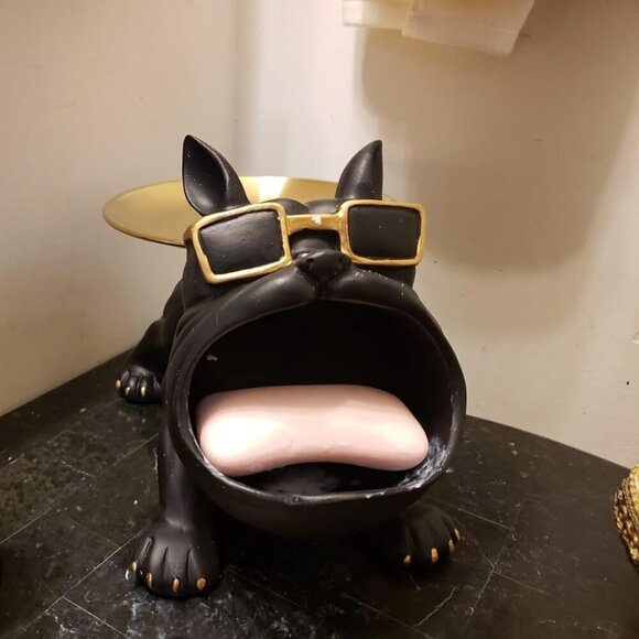 Resin French Bulldog Tray Statue, Bulldog Candy Dish Key Holder Bowl Home Décor - Picture 1 of 12